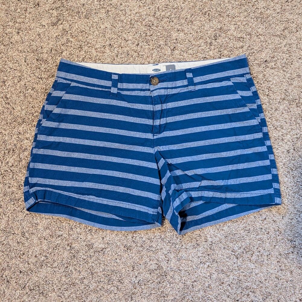 Old Navy Blue Stripe Shorts 6 Cotton Summer Weather Capsule Nautical Cotton